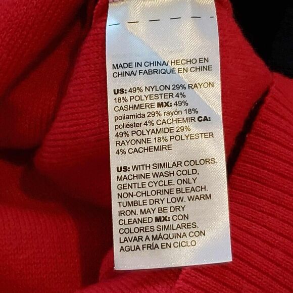 Chicos Sweater Women's 4 Size XXL Red Long Sleeve Mock Neck Button - Picture 7 of 8